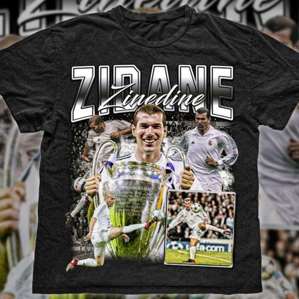 Retro Zinedine Zidane T Real Madrid Soccer T Boot Shirt Retro - Picture 1 of 4